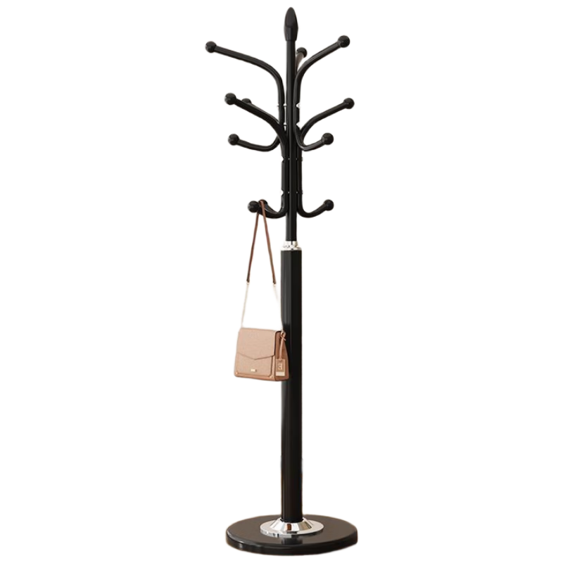 Menghuating Floor-Standing Bedroom Clothes Hanger Iron Coat Rack with Bag Hooks for Living Room