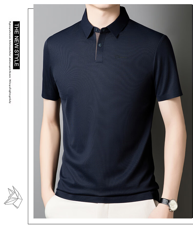 TUCANO Men's Short Sleeve Polo Shirt Summer Breathable Business Collar Casual Ice Silk Quick-Dry Top 19