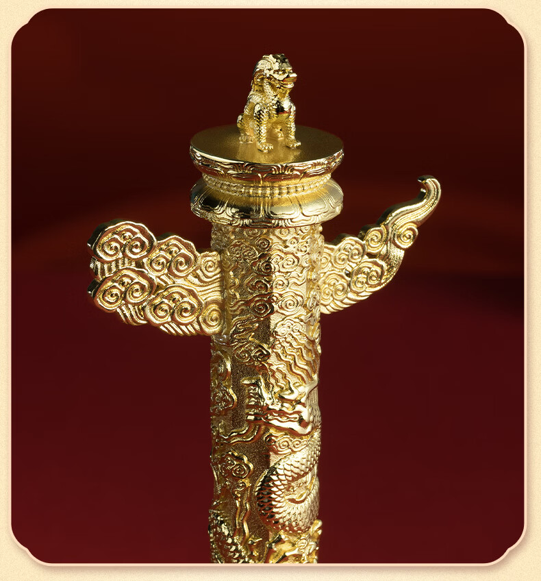 Master Tong "Huabiao Pillar" Living Room Desktop Dragon Totem Copper Ornament Home Craft Decoration Gift 11