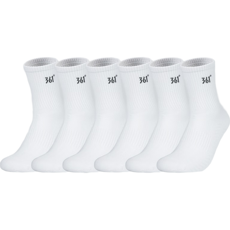 361° Authentic Men's and Women's Spring Summer Sweat-Absorbing Breathable Mid-Calf Socks, Men's Odor-Resistant Sports Long Socks, Black - 6 Pairs, One Size