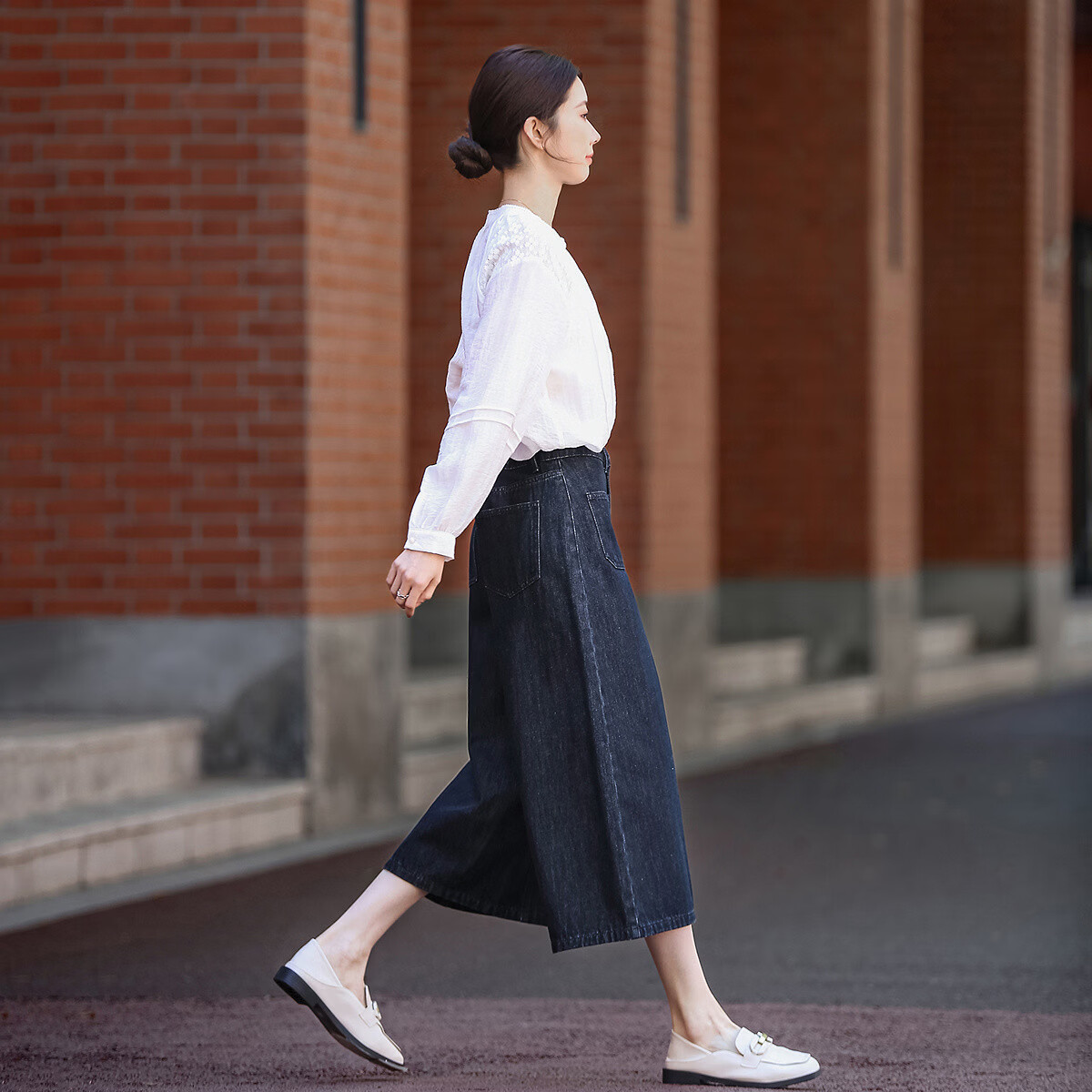Demana [Cloud Sense Cotton] Spring 3D Elegant High-Waist Loose Cropped Wide-Leg Jeans Women's Casual Pants