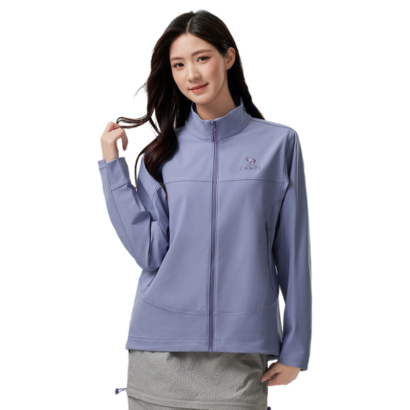 Camel Women's Softshell Jacket Autumn Winter New Unisex Versatile Windproof Warm Stand Collar Casual Jacket