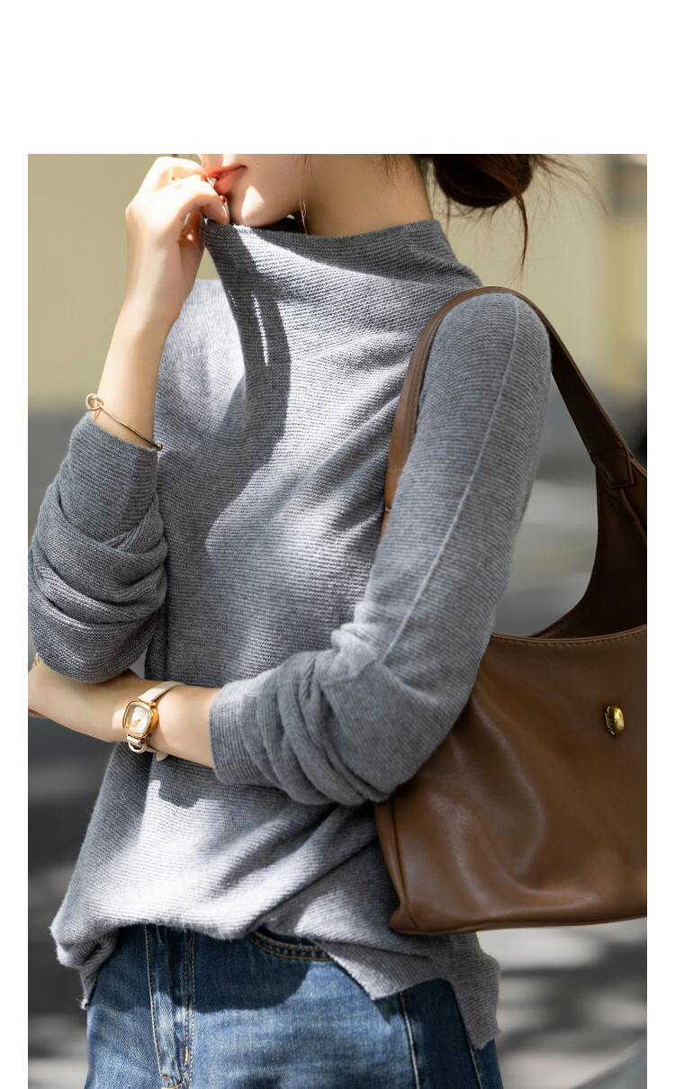 Demana【Sheep Wool and Cashmere Blend】Autumn Soft Style Turtleneck Loose Fit Knit Sweater for Women 14