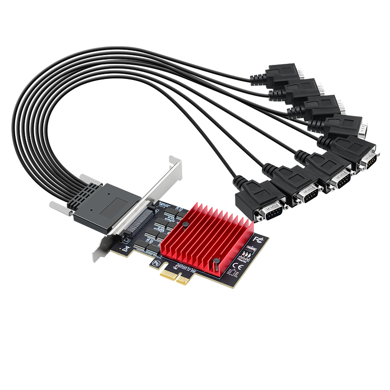 EB-LINK PCI-E to 8-Port Serial Card, Computer COM Port Expansion Card, 1-To RS232 Industrial Control Machine 9-Pin Adapter Card, Supports Small Chassis