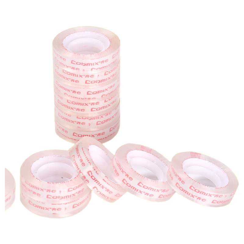 COMIX High Transparency Small Tape, 12 Rolls, Width 12mm * Length 27.4 Meters/roll, Easy to Tear High Adhesion, Office And Student Stationery Supplies, JF1230-12