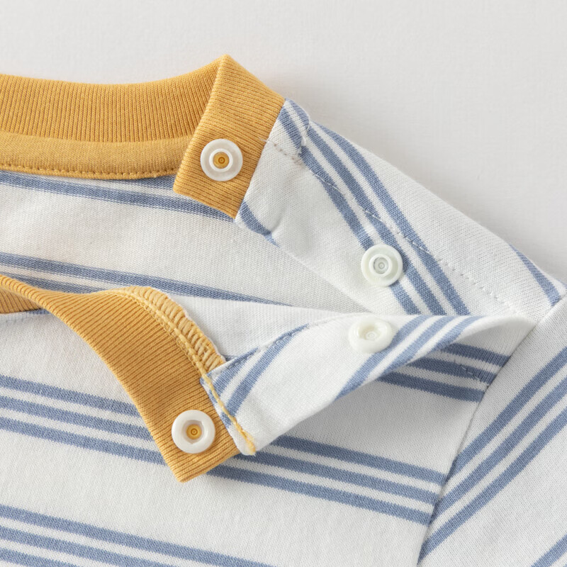 DAVE & BELLA Kids Cotton T-Shirt Boys Spring Fake Two-Piece Striped Base Shirt Class A