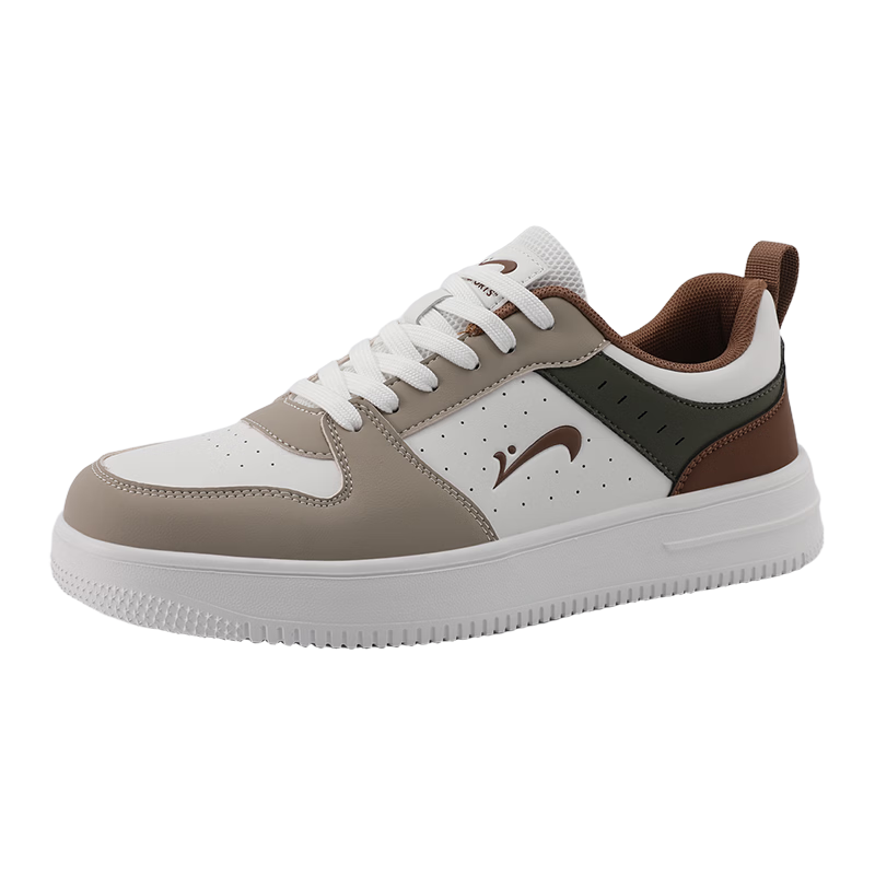 Guirenniao Men's Casual Sneakers New Couple's Thick-Soled Sports Shoes White/Elm Color Size 44