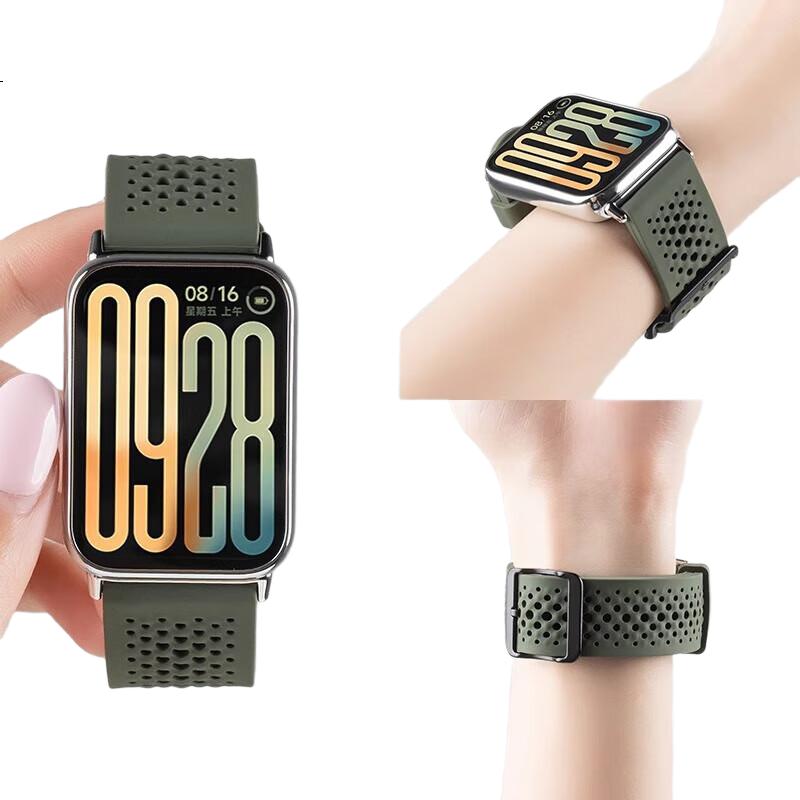 Ремешок для Xiaomi Mi Band 9 Pro, силиконовый, перфорированный, черный, для умных браслетов
