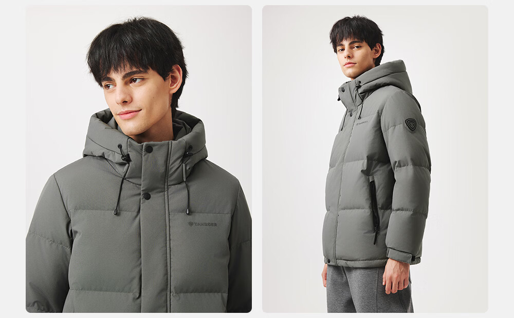 Tanboer Men's Short Hooded Down Jacket Warm Winter Coat Thick 2025 New Model 5550325D Blue Sandstone 180 7