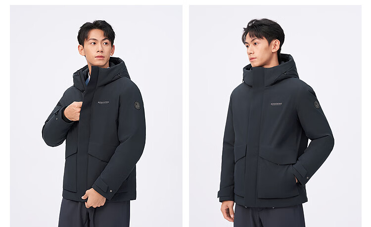 BOSIDENG 25-Year Winter Men's 90% Down Loose Casual Thickened Hooded Crew Neck Classic Casual Gift Jacket 8