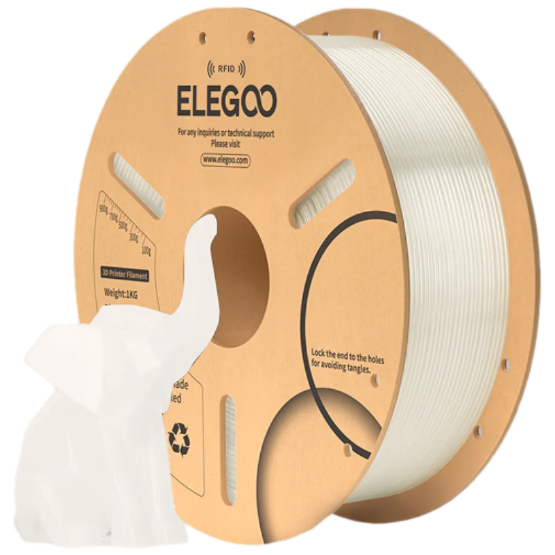 ELEGOO PLA 3D Printing Filament Translucent 1.75mm 1kg RFID Smart Identification High Toughness High Compatibility Eco-friendly Material for 3D Printers