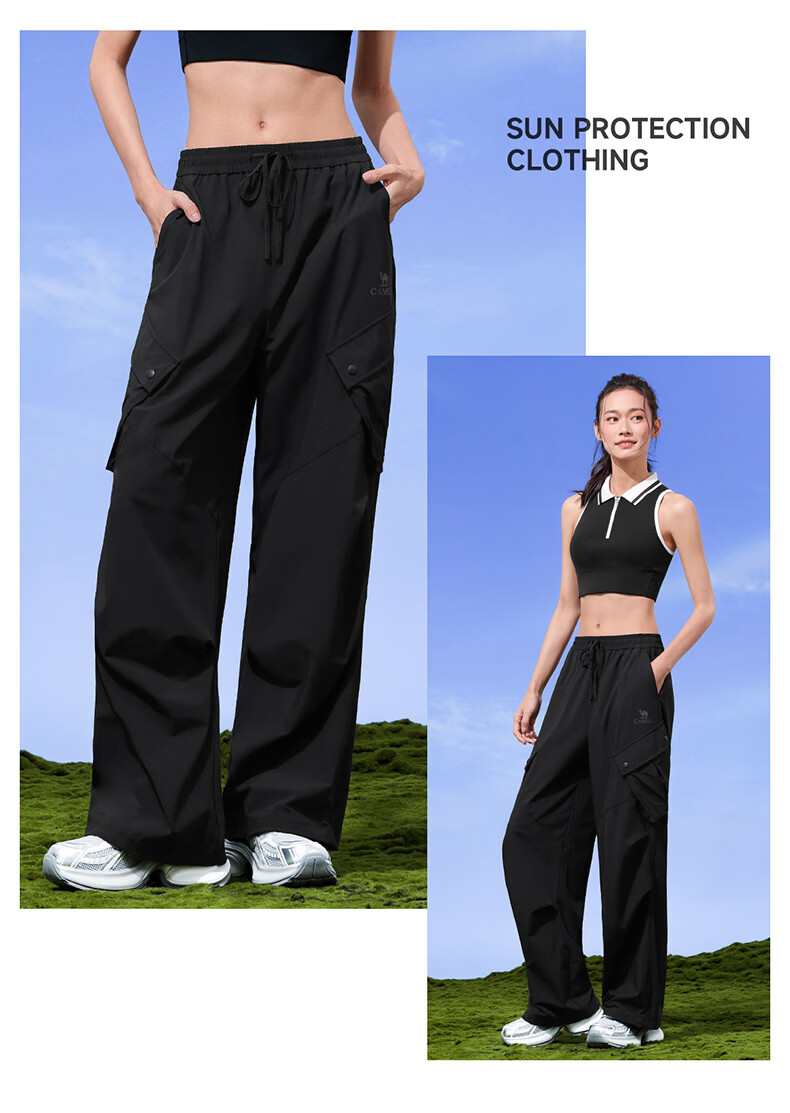 CAMEL Women's Outdoor Sun Protection Work Pants Ice Cooling Breathable Sports Casual Trousers Y26BA4L0016 Cheese Yellow L 20