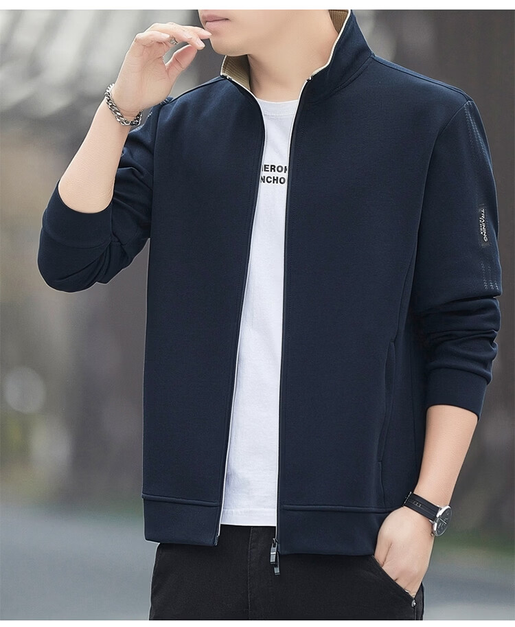 ROMON Men's Jacket Cardigan Sweatshirt Casual Sports Loose Fit Jacket Navy Blue 6XL Model 7508 Spring Autumn 18