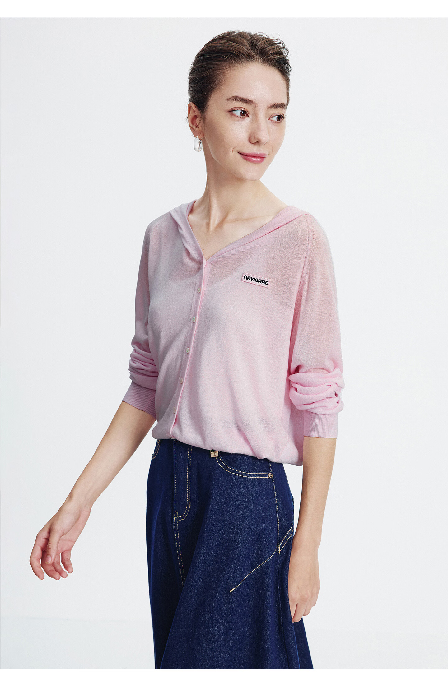 Navigare [Celebrity Edition] Small Sailboat 26 New Women's Lightweight Hooded Knit Cardigan Air Conditioning Jacket 2314096504 43