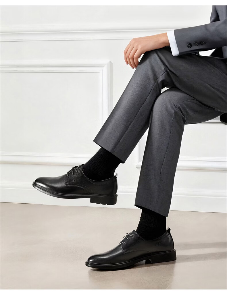 Eierkang Men's Business Formal Shoes Comfortable Commuter Single Shoes Groom Wedding Shoes 63129W Black Size 45 59
