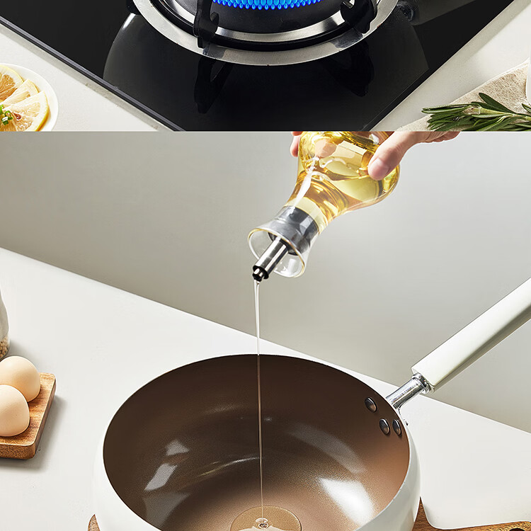 Carote Titanium Ceramic Non-Stick Wok Large Belly Pan 28cm Flat Bottom Stir-Fry Pan for Gas and Induction Cooktops 5
