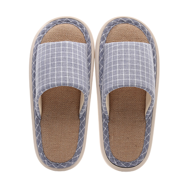 OHMYK Linen Slippers Men Spring Autumn Indoor Home Non-slip Breathable All-season Cotton Linen Fabric Slippers Women Coffee Color Size 42-43