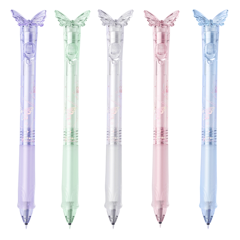 AIHAO Children's Day Gift Butterfly Click Gel Pen 0.5mm Quick-Dry Student Exam Pen 5-Pack GP4240