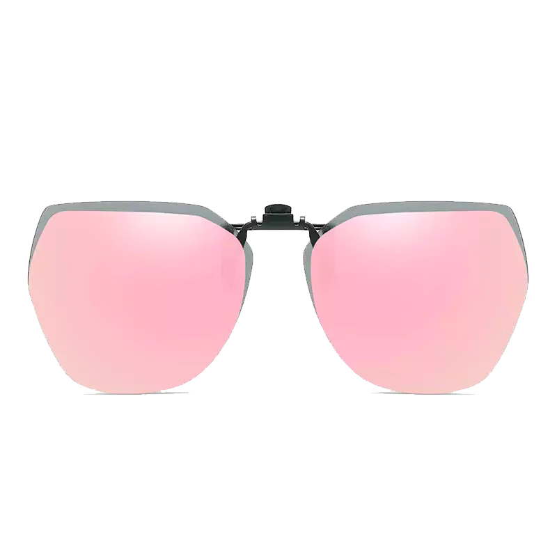Kosu Polarized Clip-On Sunglasses Cherry Blossom Pink Clip-On Driving Glasses UV Protection Polygonal for Myopia