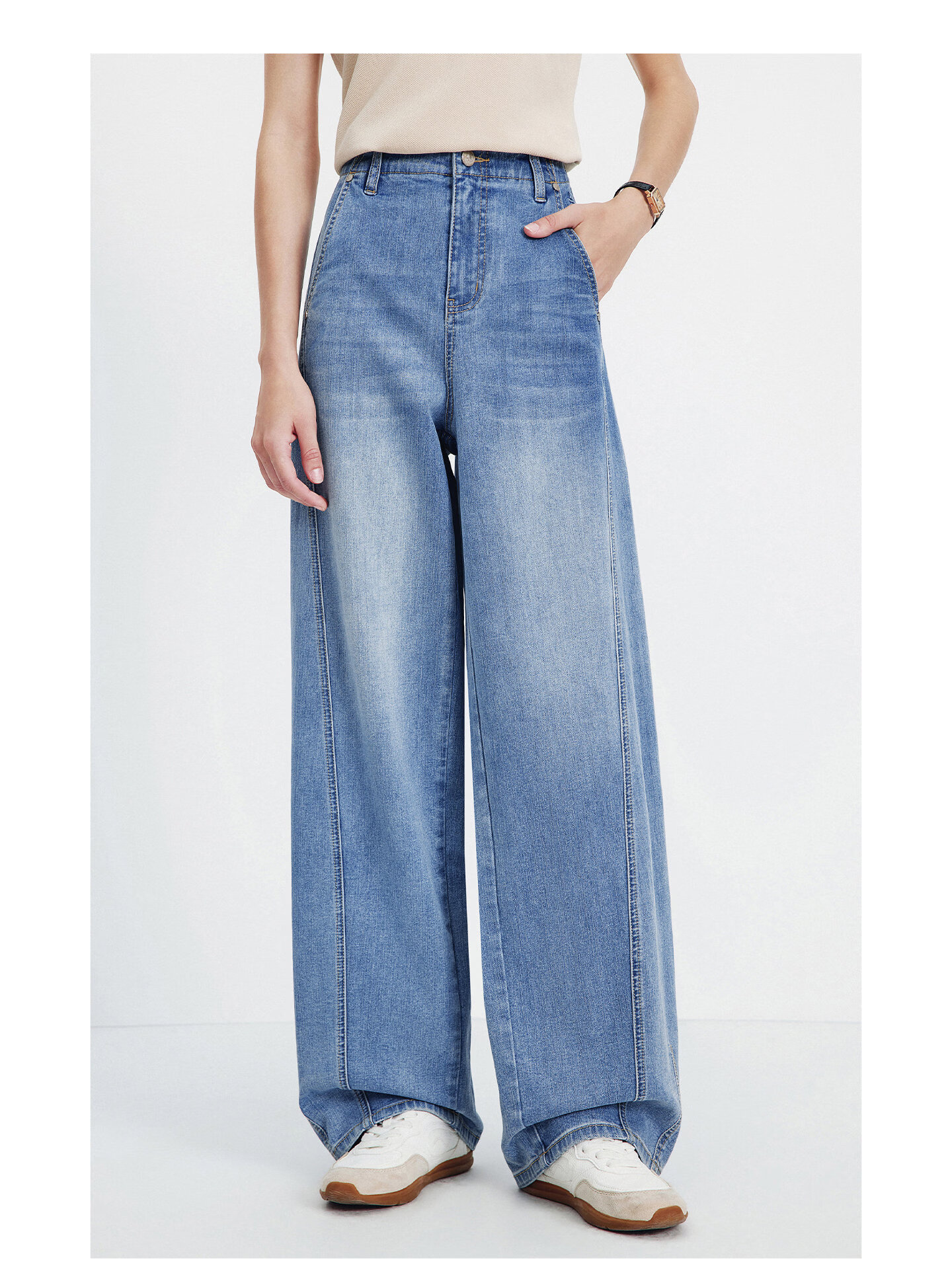 Navigare Small Sailboat Loose Fit Banana Pants 2026 Spring Summer New Washed Denim Women's Wide Leg Trousers 2312576502 13