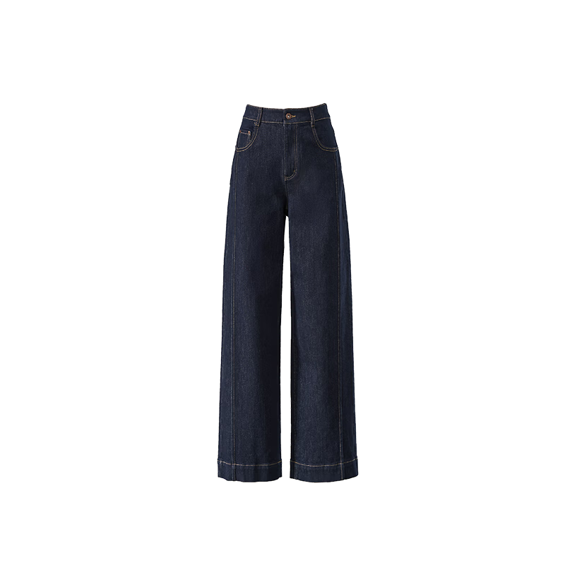 ESE-Y Women's 9/10 Wide Hem Straight Leg Jeans 2026 Spring New Slimming Split Wide Leg Pants Black Gold Size 30