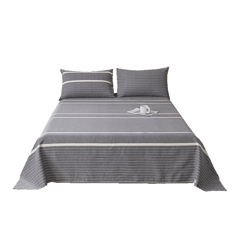 Hongdou Rustic Fabric Bed Sheet Single Piece Double/Single Bed Sheet Four Seasons Skin-Friendly Bedding Bedspread 150*230cm Cool Gray