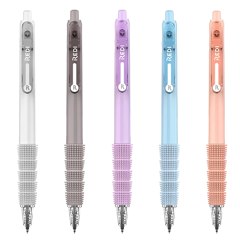 Lepusen Lewei Retractable Gel Pen 0.5mm High-Value Exam Use Study Pen 664 Direct Liquid Retractable Gel Pen Dot Press Large Capacity Black Pen 664 Pink 1+5 Refills