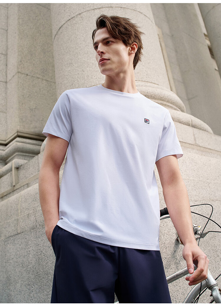 FILA Official Men's Short Sleeve T-Shirt 2026 Summer Tennis Moisture-Wicking Quick-Dry Knit Sun Protection Crew Neck Top 24