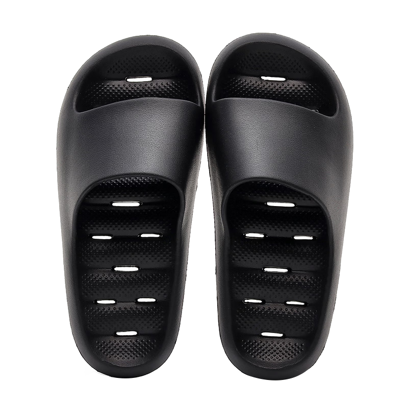 GUOLUOFEI Men's Slippers, Summer Hollow Design, Water-Draining Bathroom Shower Non-Slip Squishy Feeling Home Sandals, Beige, Size 44-45
