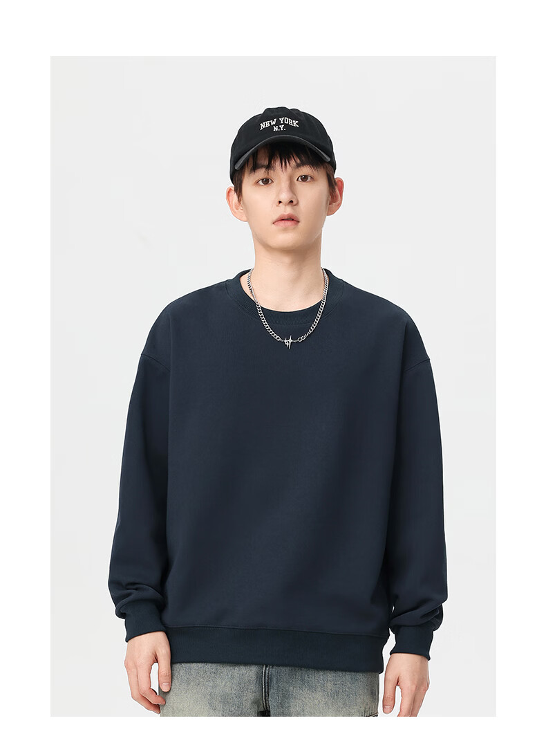 Jeanswest Men's Pullover Hoodie Spring Autumn Trendy Solid Color Breathable Comfortable Black 2XL 5