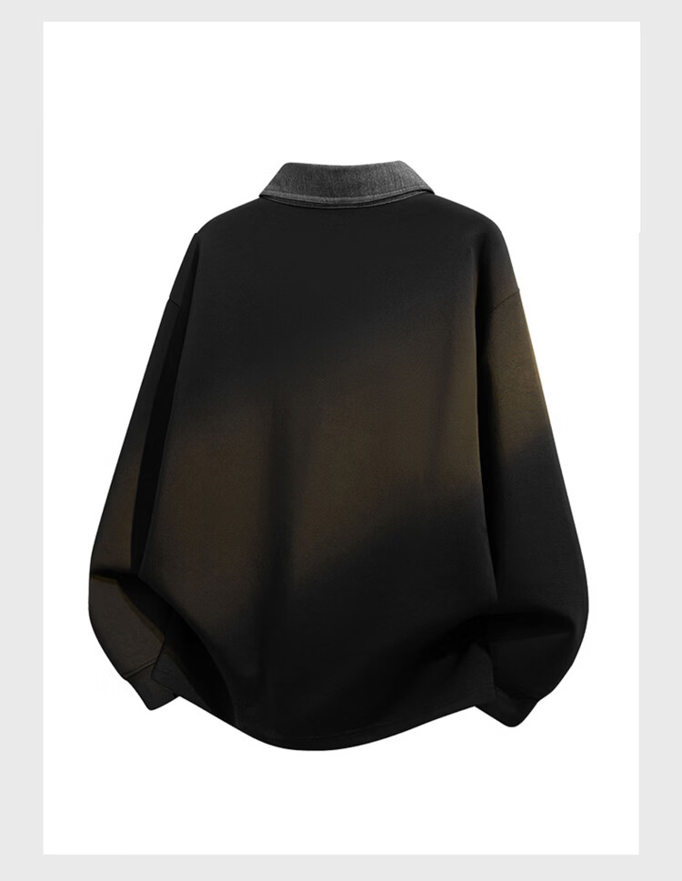 JEEP Men's Sweatshirt Long Sleeve T-Shirt Spring Autumn Heavyweight Loose Base Shirt Black 2XL 8