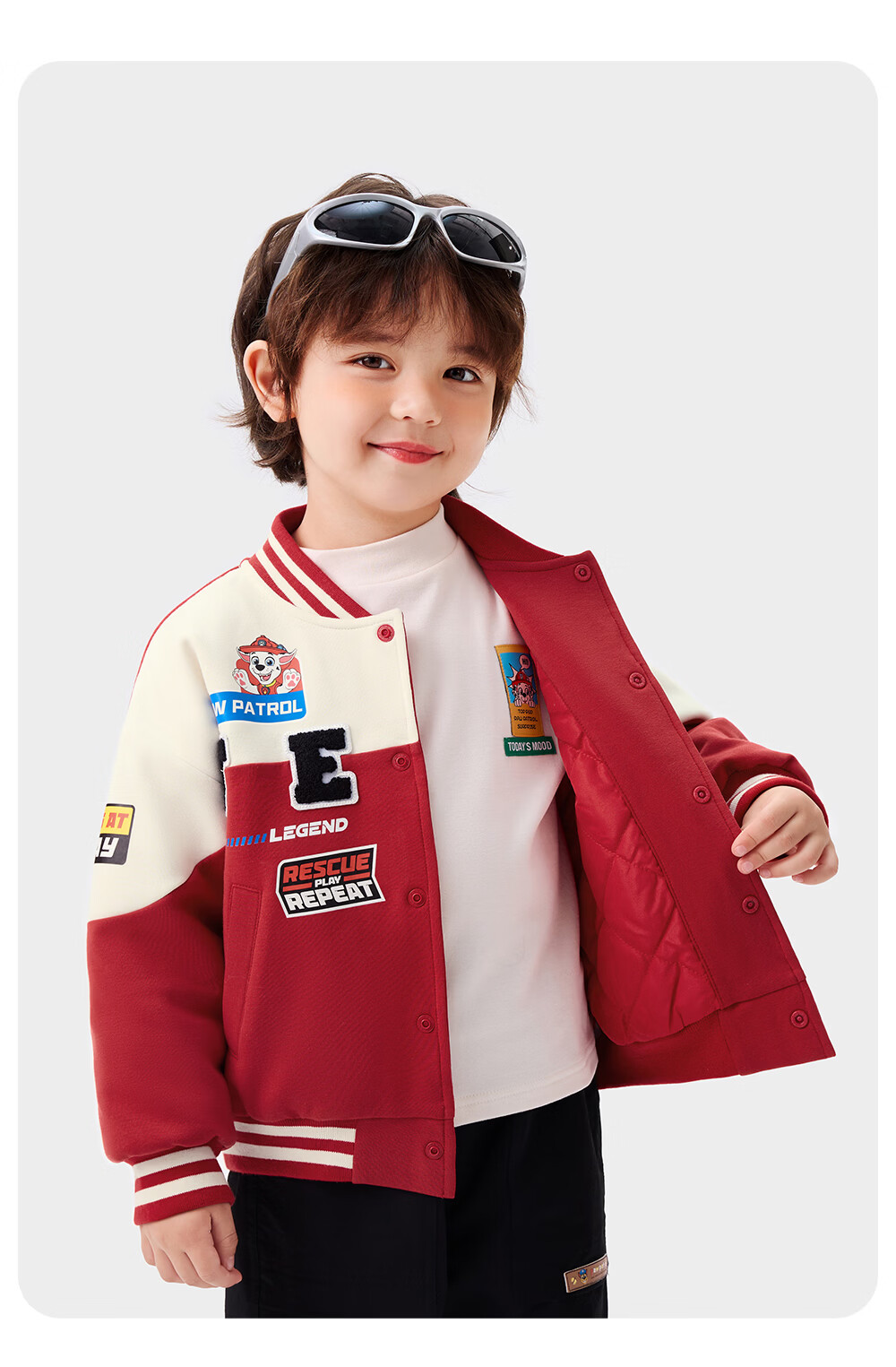 PAW PATROL Boys' Hip-Hop Motorcycle Baseball Jacket, Boys' Spring and Autumn High Street Motorcycle Top, Dark Navy, Size 140 8