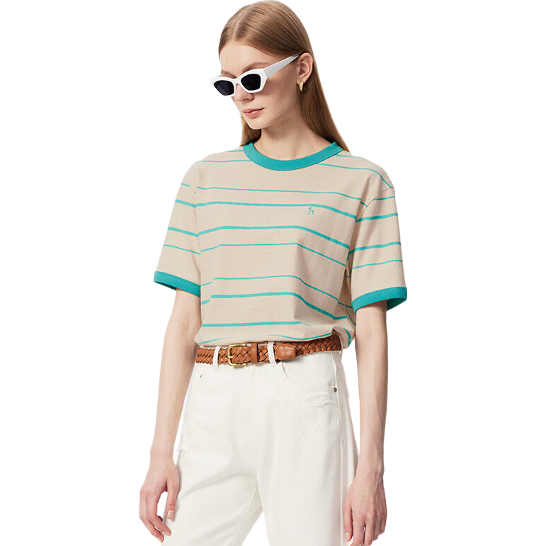 HAZZYS Women's Summer Striped Casual Loose T-Shirt ASTSE0CBE70