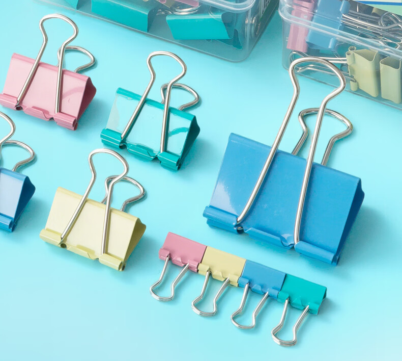M&G Stationery No.1 50mm 8-Pack Square Box Colored Metal Paper Clips Economical Office Supplies Tail Clips ABS916PL 5