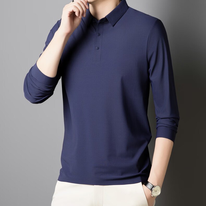 Hodo Men's Long Sleeve T-Shirt Summer Ice Silk Polo Shirt Wrinkle-Resistant Breathable Casual Top White M 6