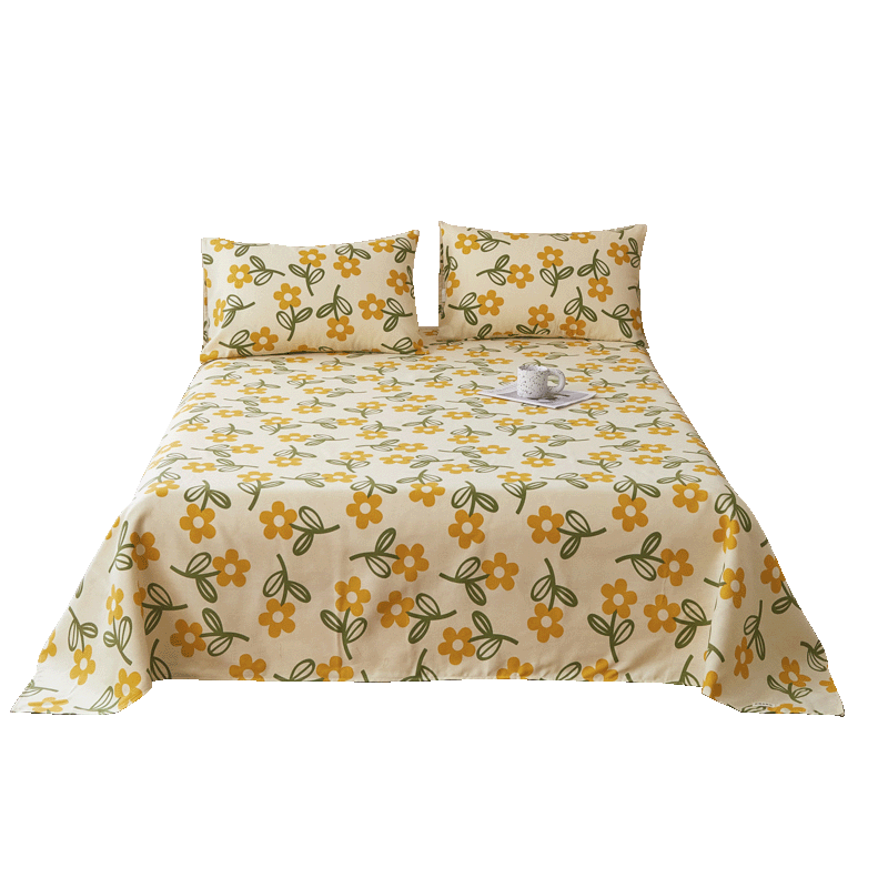 Hongdou Rustic Fabric Bed Sheet Single Piece Quilt Cover Double/Single Bed Sheet Four Seasons Skin-Friendly Bedding Bedspread 150*230cm Cat Paw