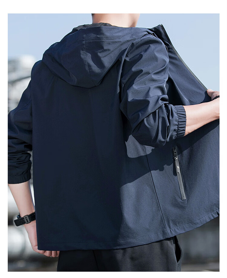 ROMON Men's Jacket Hooded 2026 Spring New Casual Men's Outerwear Black L 17