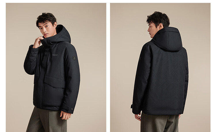 BOSIDENG 25-Year Winter Men's 90% Down Loose Casual Thickened Hooded Crew Neck Classic Casual Gift Jacket 11