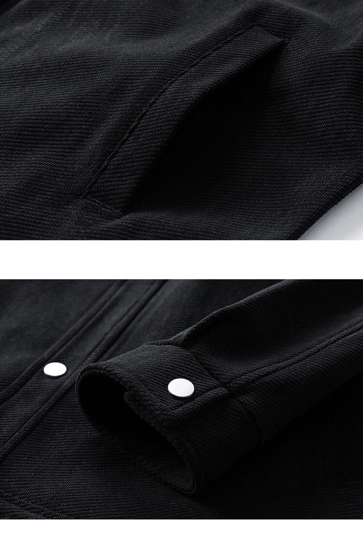 JEEP Men's Jacket Spring Autumn Simple Retro Lapel Business Casual Trendy Black XL 8
