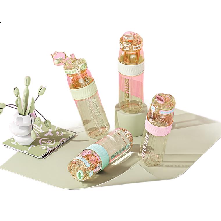 Бутылка для воды Dundun BOTTLED JOY, 600 мл, с трубочкой, PPSU, термостойкая, для студентов, портативная, для автомобиля, розовая