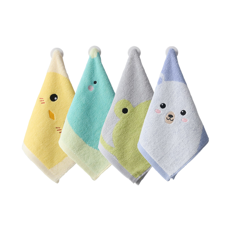 Grace A-Class Pure Cotton Children's Towels 4-Pack Soft Absorbent Baby Face Towels Quick-Dry Sports Towels for Home Use