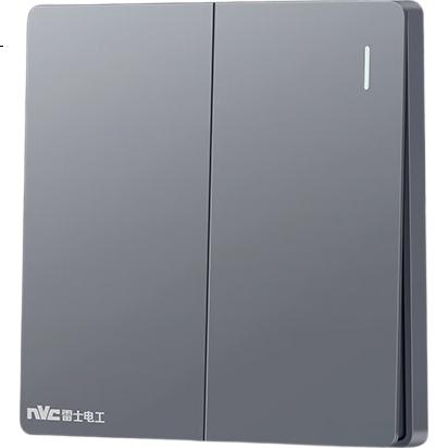 NVC Lighting N25 Berlin Gray, настенный выключатель, 2 клавиши, одинарное управление, без распыления, матовая большая панель