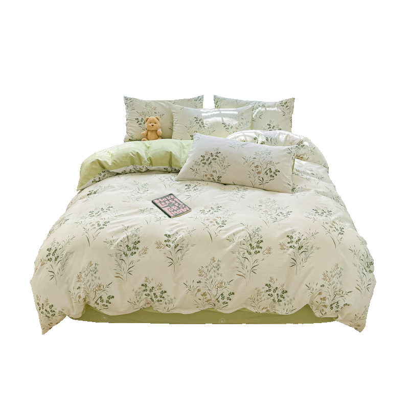 Hongdou 100% Cotton Four-Piece Bedding Set for 1.5/1.8m Bed, Double Duvet Cover, Sheet, Pillowcases, 200x230cm, Manshan Series