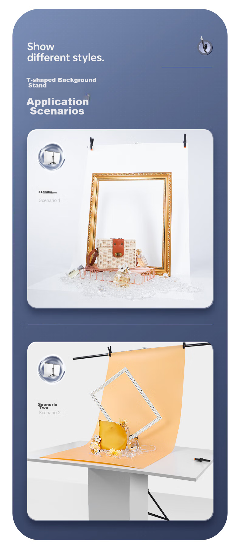 Beiyang Photography Background Stand, 80*200 Medium T-Shaped Frame, Softbox Paper Backdrop Stand, Photography Equipment Studio Accessory, Portable Metal Background Stand (With 2 Large Clips Included) 10