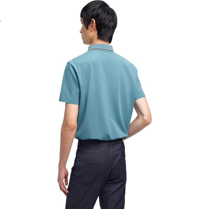 K-Boxing K-Boxing Spring And Summer Business Contrasting Color Lapel Casual Short-Sleeve Polo Shirt BTBE2382, Frost Green, 2XL