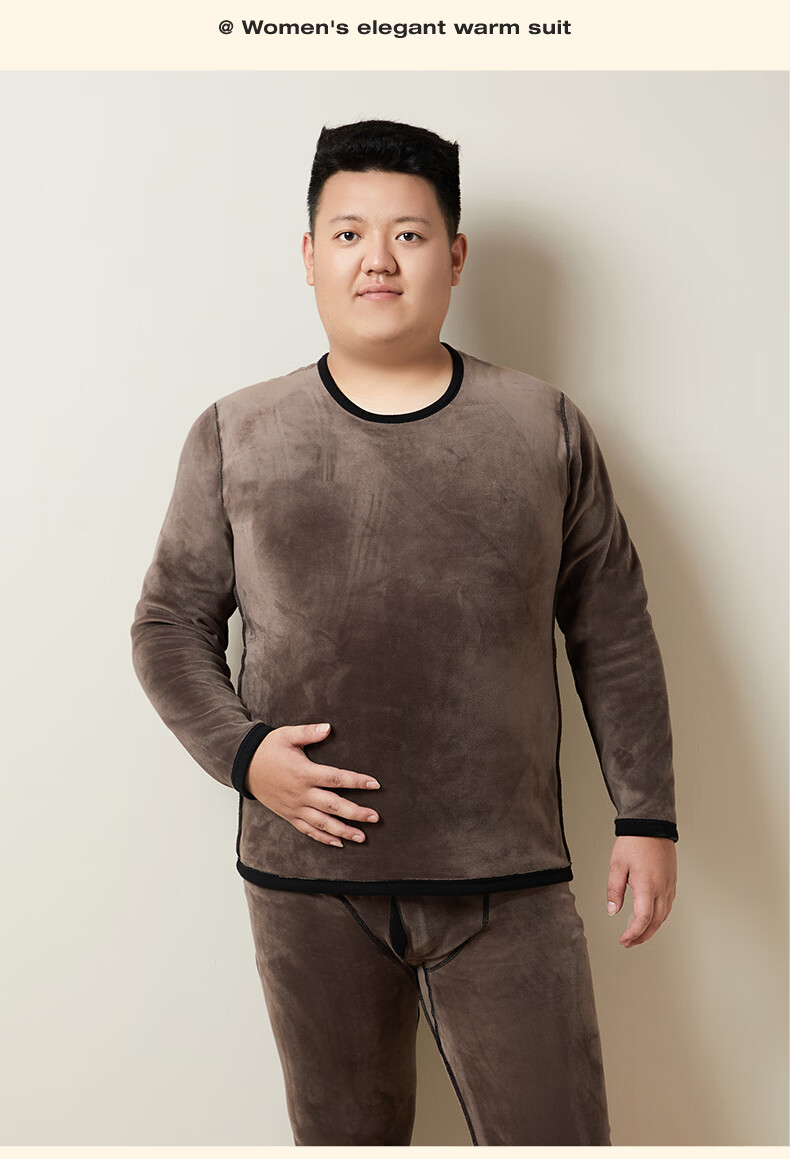 MiiOW Plus Size Cashmere Men's Thermal Underwear Set Fleece Lined Thickened Cold Resistant Autumn Winter Pajamas 17