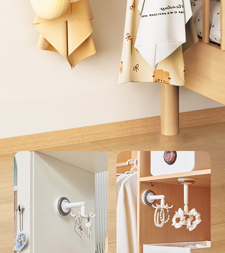 Ecoco Suction Cup Bathroom Hook Six-Claw Rotating No-Drill Wall-Mounted Bath Ball Hair Tie Storage Rack Adhesive Hook Kitchen Utensil Holder 9