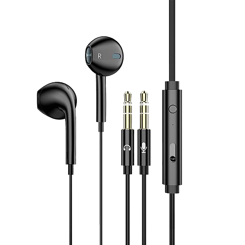 WITGOER [3-Meter Extended Cable] Wired In-Ear Computer Headset with Microphone Two-In Desktop Laptop Gaming Headphones E-Sports Live Streaming Dual-Jack Round Plug Specialized