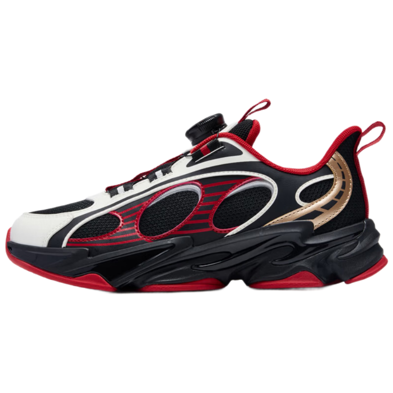 QIAODAN New Year Spring Festival Boys' Running Sports Shoes [Galaxy 2.0] Kids Shoes Black/Ivory White Size 37