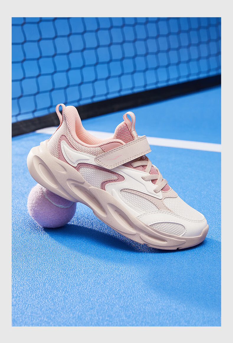 ERKE Kids Casual Shoes Boys and Girls Big Children Leather Mesh Running Shoes Deep Purple/Crystal White Size 36 15